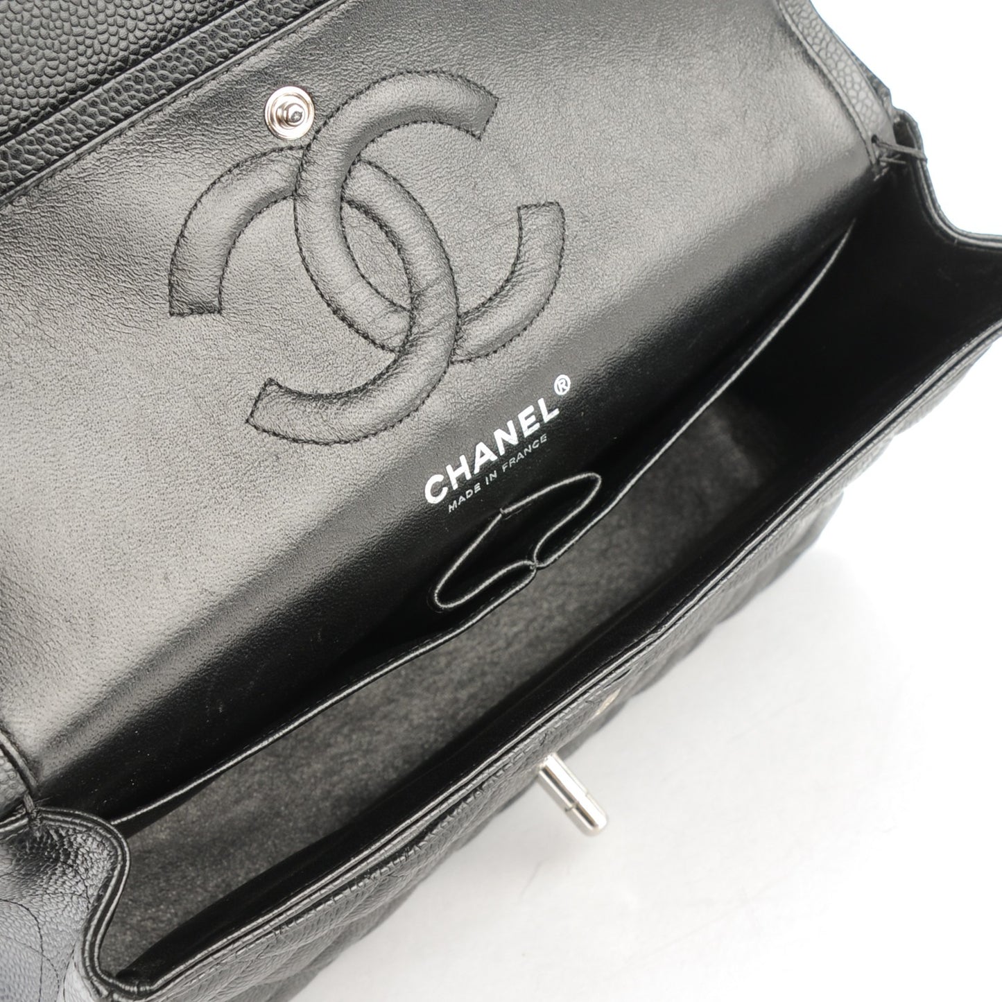 Caviar Quilted Medium Double Flap Black