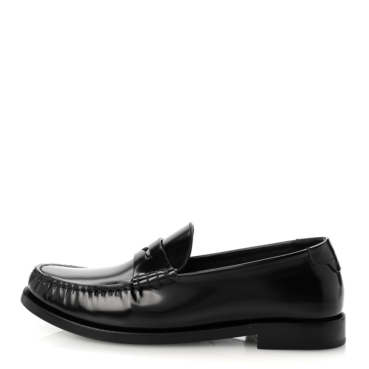 Glazed Calfskin Le Loafer 15 Penny Slippers 38.5 Black