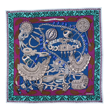 Hermes Silk Zénobie Reine De Palmyre Scarf 90 Bleu Violet Sepia 1 of 3