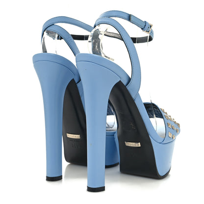 Gucci Malaga Kid Studded Leila Ankle Strap Platform Sandals 36.5 Blue 4 of 8