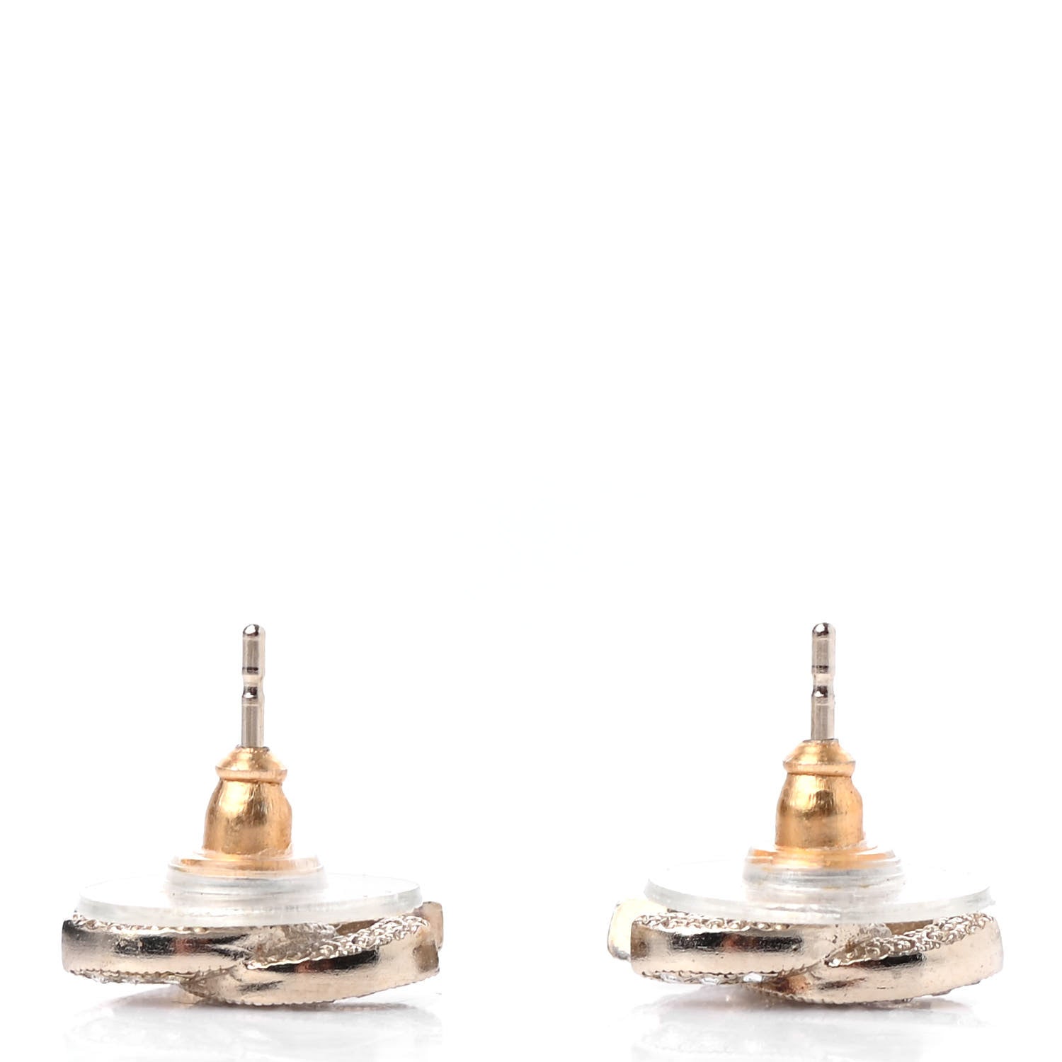 Chanel Crystal CC Earrings Light Gold 3 of 4