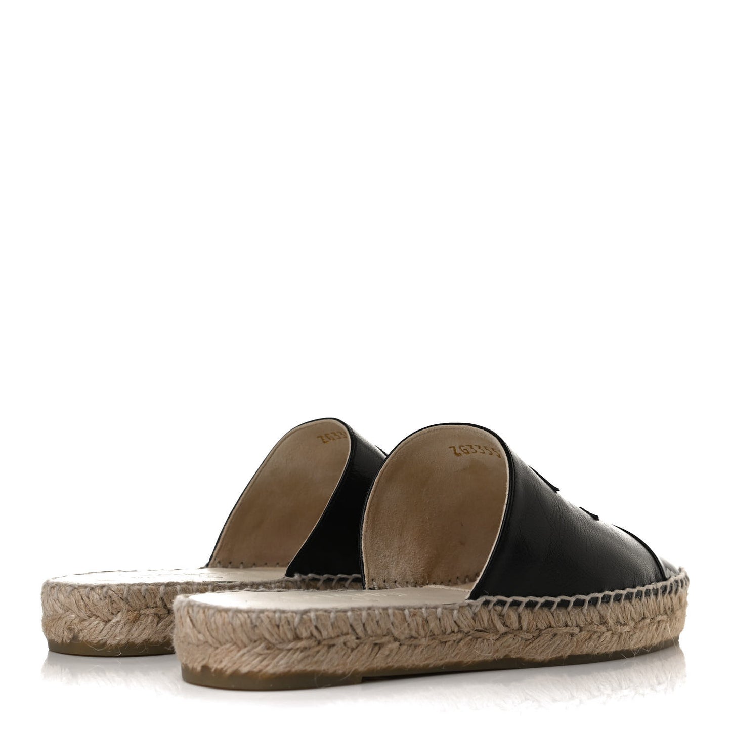 Goatskin Patent Calfskin CC Espadrille Mules 36 Black