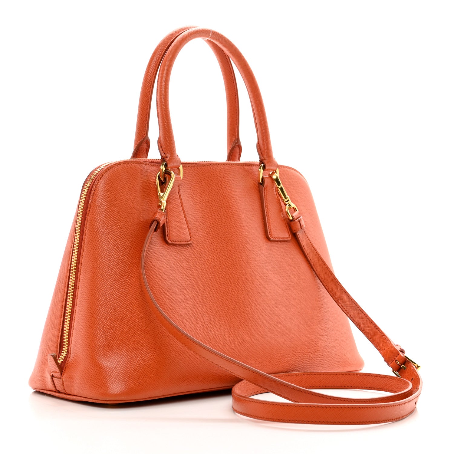 Prada Saffiano Lux Medium Promenade Tote Papaya 3 of 12