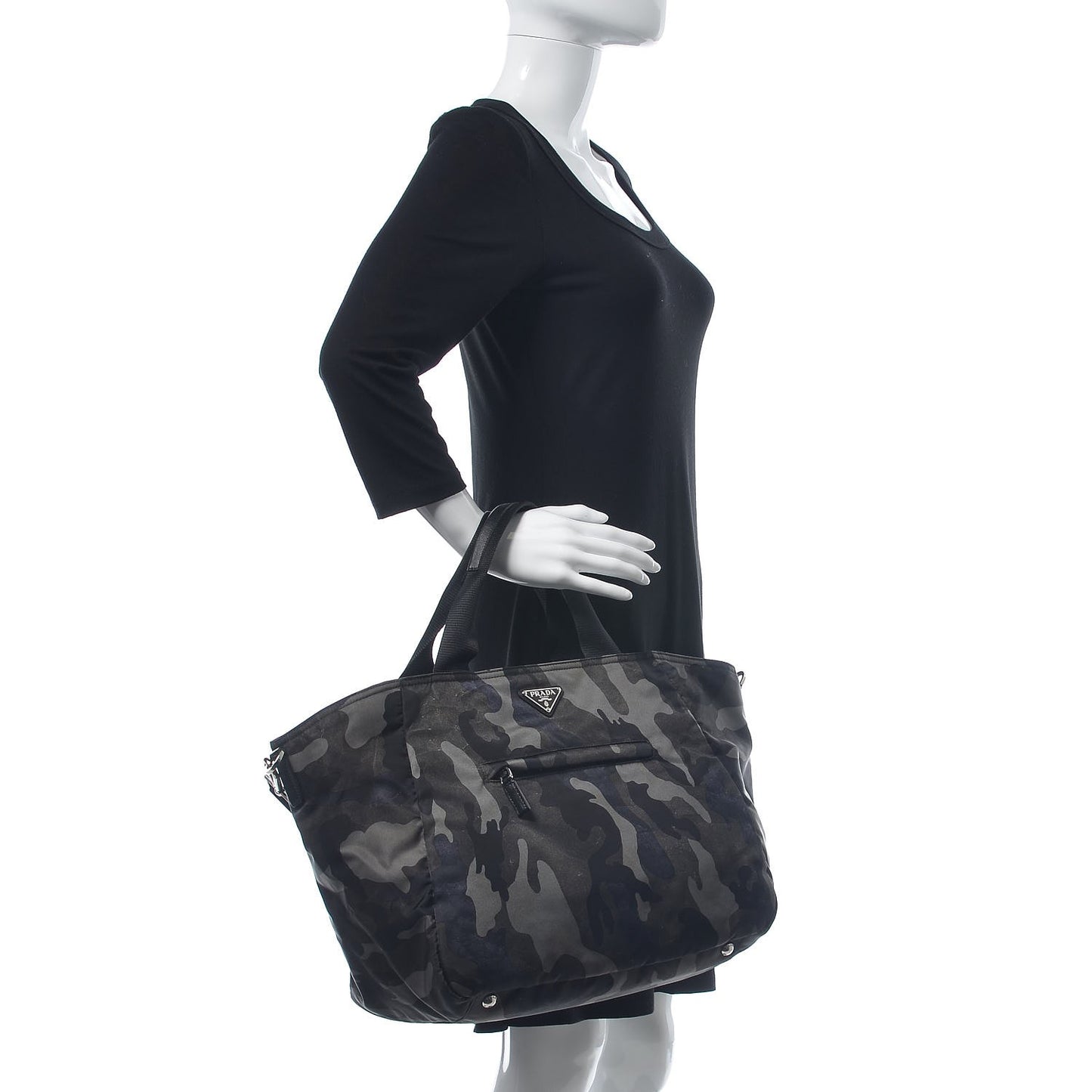 Tessuto Nylon Camouflage Tote Fumo