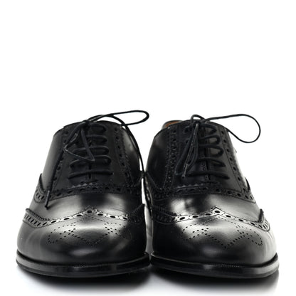 Gucci Calfskin Miro Soft Web Mens Spirit Wingtip Oxfords 6 Black 2 of 9