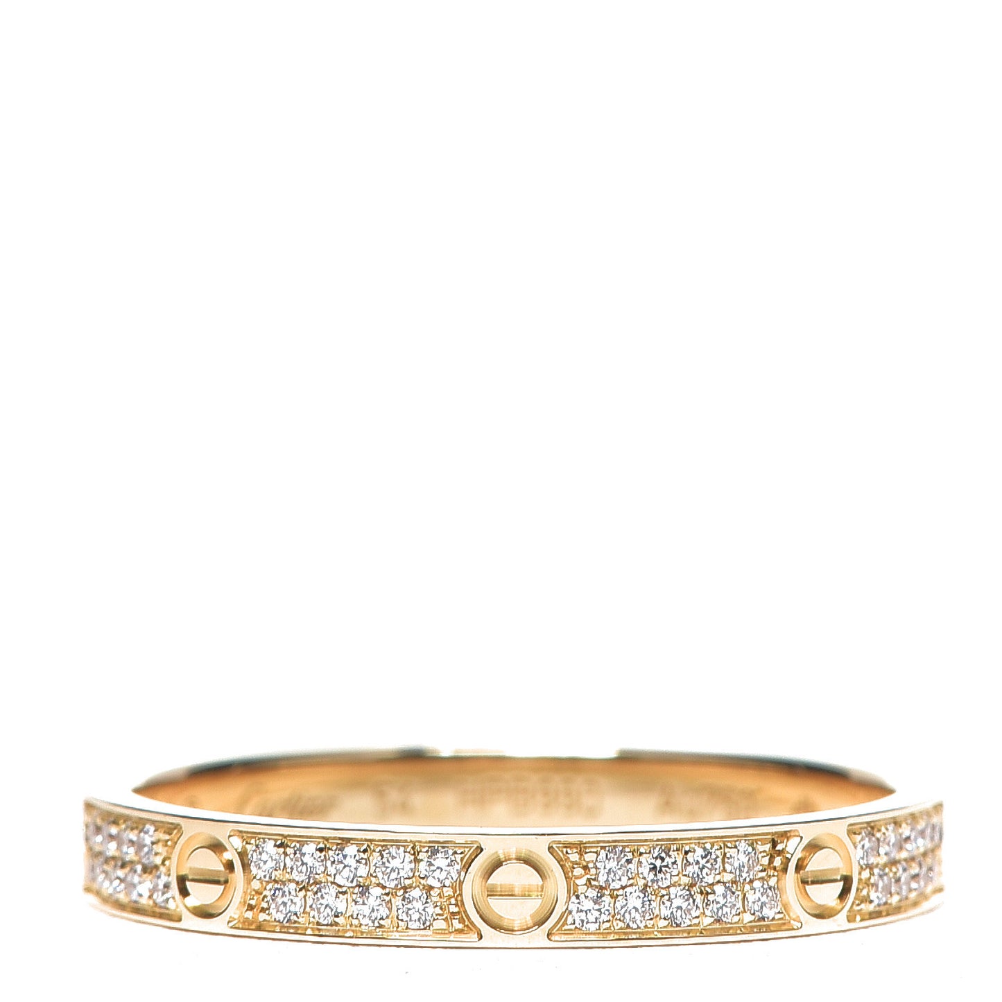 18K Yellow Gold Diamond 2.6mm LOVE Paved Band Ring 54 6.75