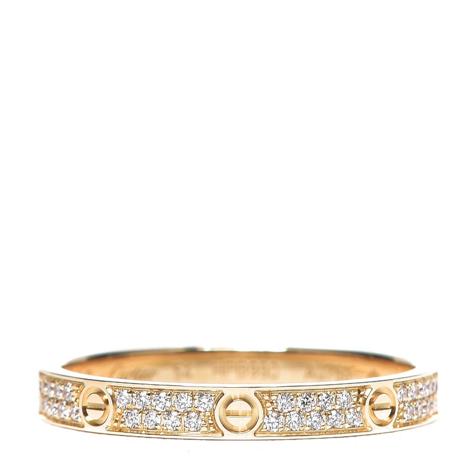 Cartier 18K Yellow Gold Diamond 2.6mm LOVE Paved Band Ring 54 6.75 1 of 5