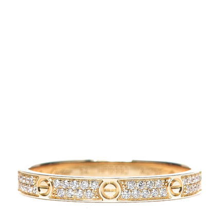 Cartier 18K Yellow Gold Diamond 2.6mm LOVE Paved Band Ring 54 6.75 1 of 5