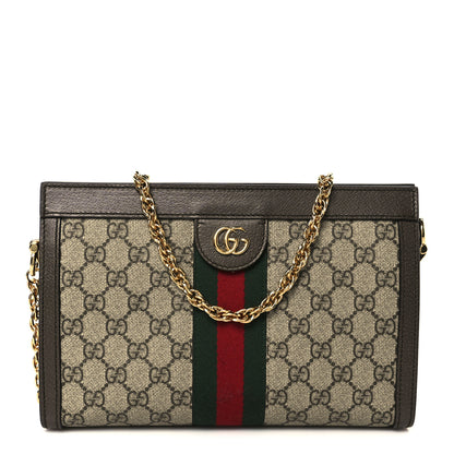 Gucci GG Supreme Monogram Web Small Ophidia Chain Shoulder Bag Brown 1 of 12