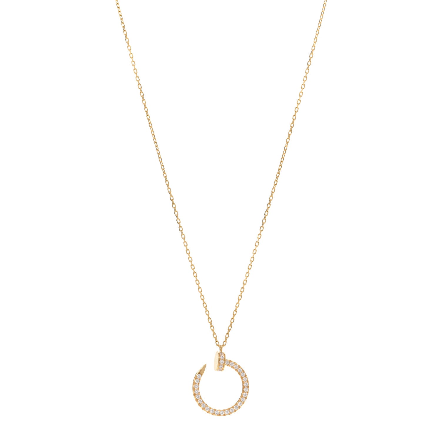 Cartier 18K Yellow Gold Diamond Juste Un Clou Paved Pendant Necklace 1 of 5