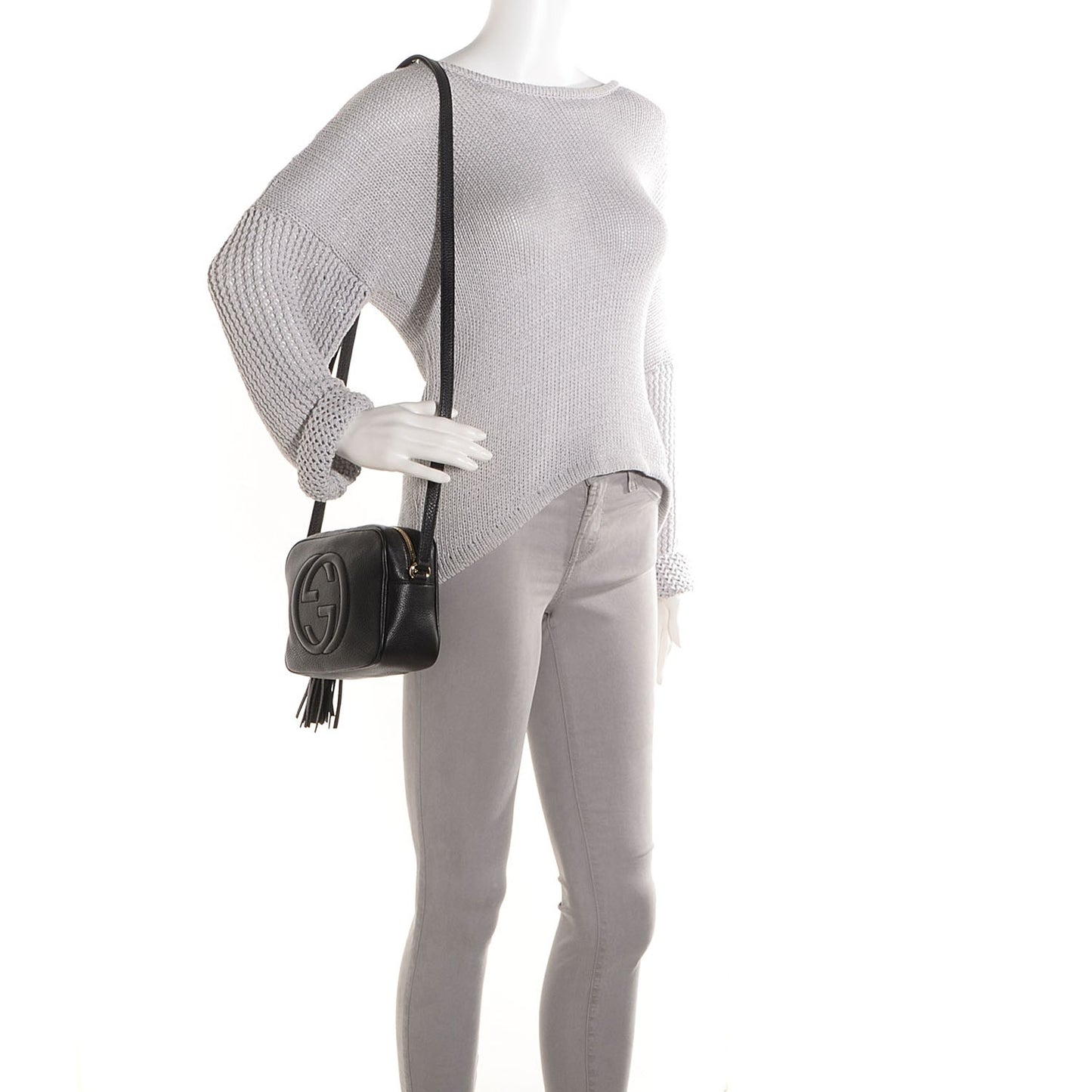 Pebbled Calfskin Small Soho Disco Bag Black