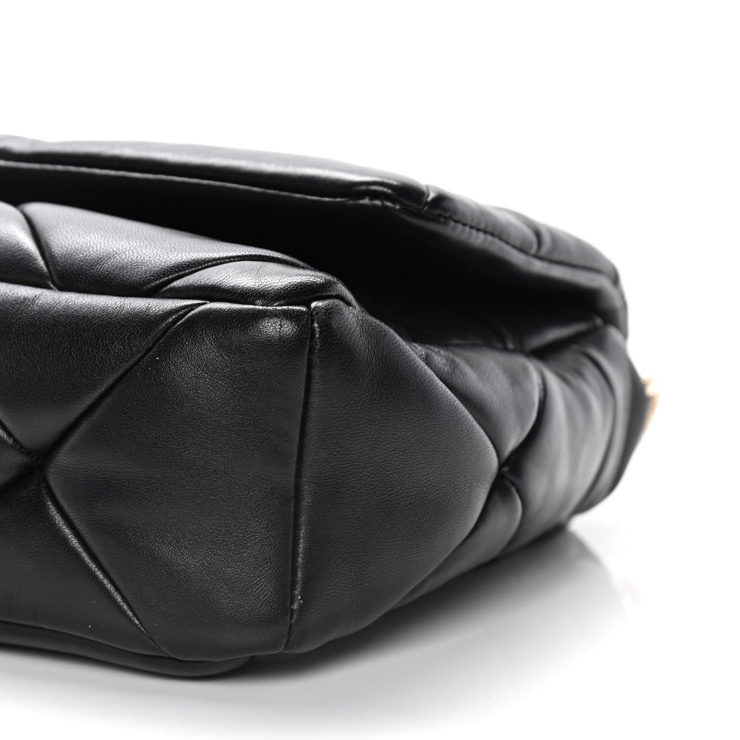 Nappa Re-Nylon Triangle Quilted Patchwork System Flap Shoulder Bag Black