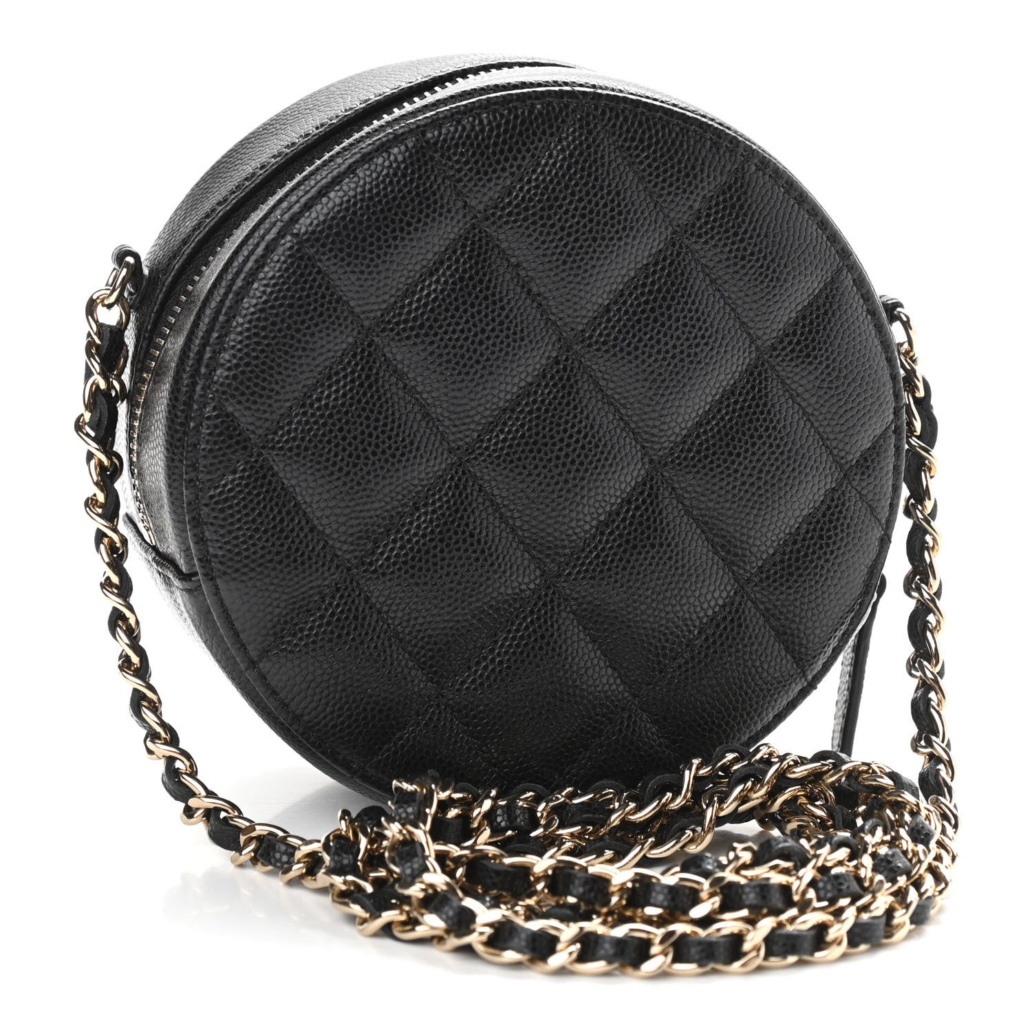 Chanel Caviar Quilted French New Wave Round Clutch With Chain Black 3 of 9