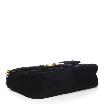 Gucci Velvet Matelasse Mini GG Marmont Shoulder Bag Black 3 of 9