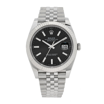 Rolex Stainless Steel 18K White Gold 41mm Oyster Perpetual Datejust Watch Black 126334 1 of 5
