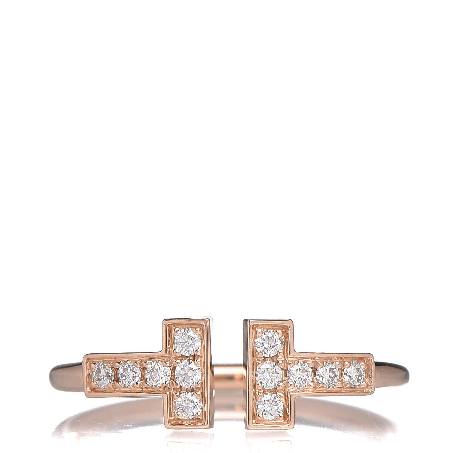 Tiffany 18K Rose Gold Diamond T Wire Ring 49 5 1 of 6