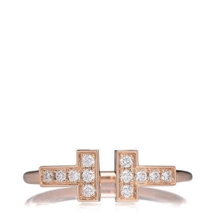 Tiffany 18K Rose Gold Diamond T Wire Ring 49 5 1 of 6
