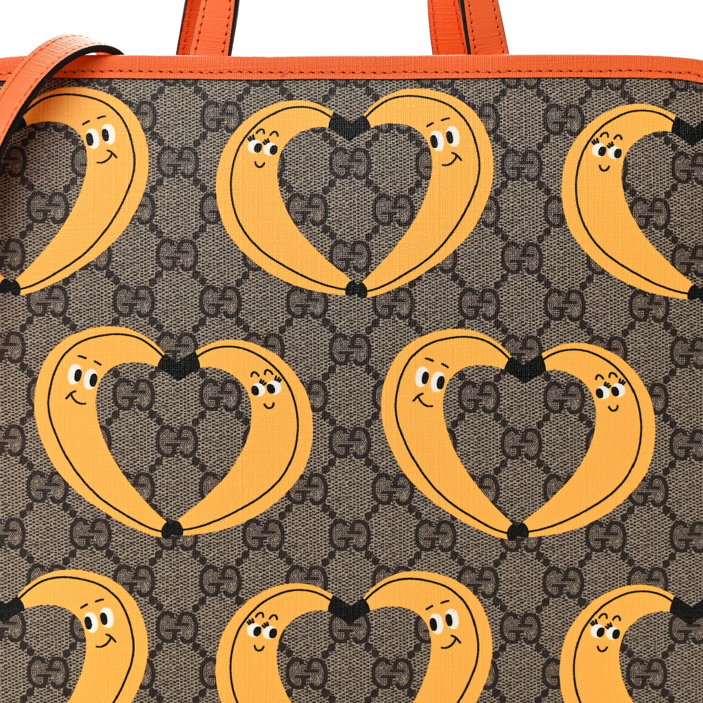 GG Supreme Monogram Banana Childrens Tote Beige Ebony Multicolor Carrot Orange