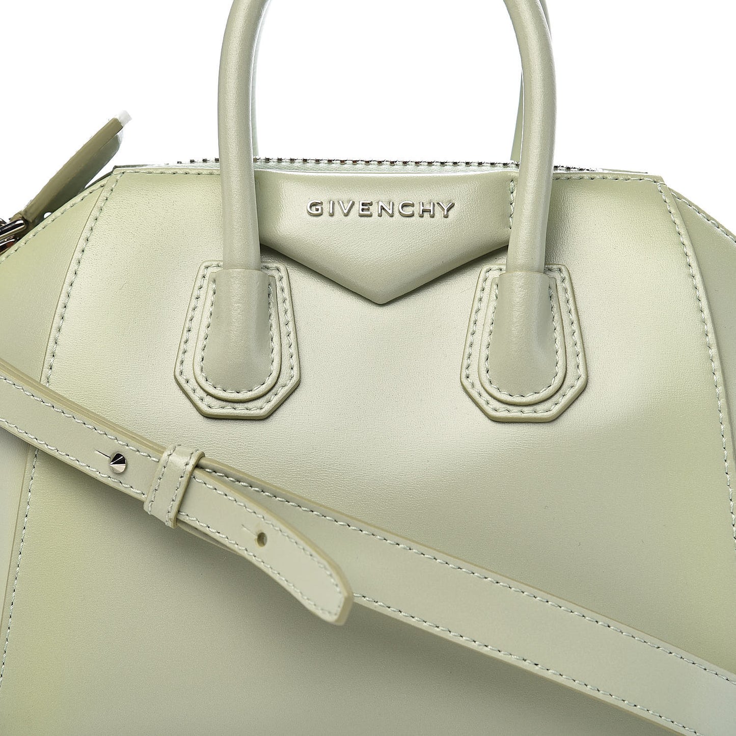 Shiny Lord Calfskin Mini Antigona Aqua Green