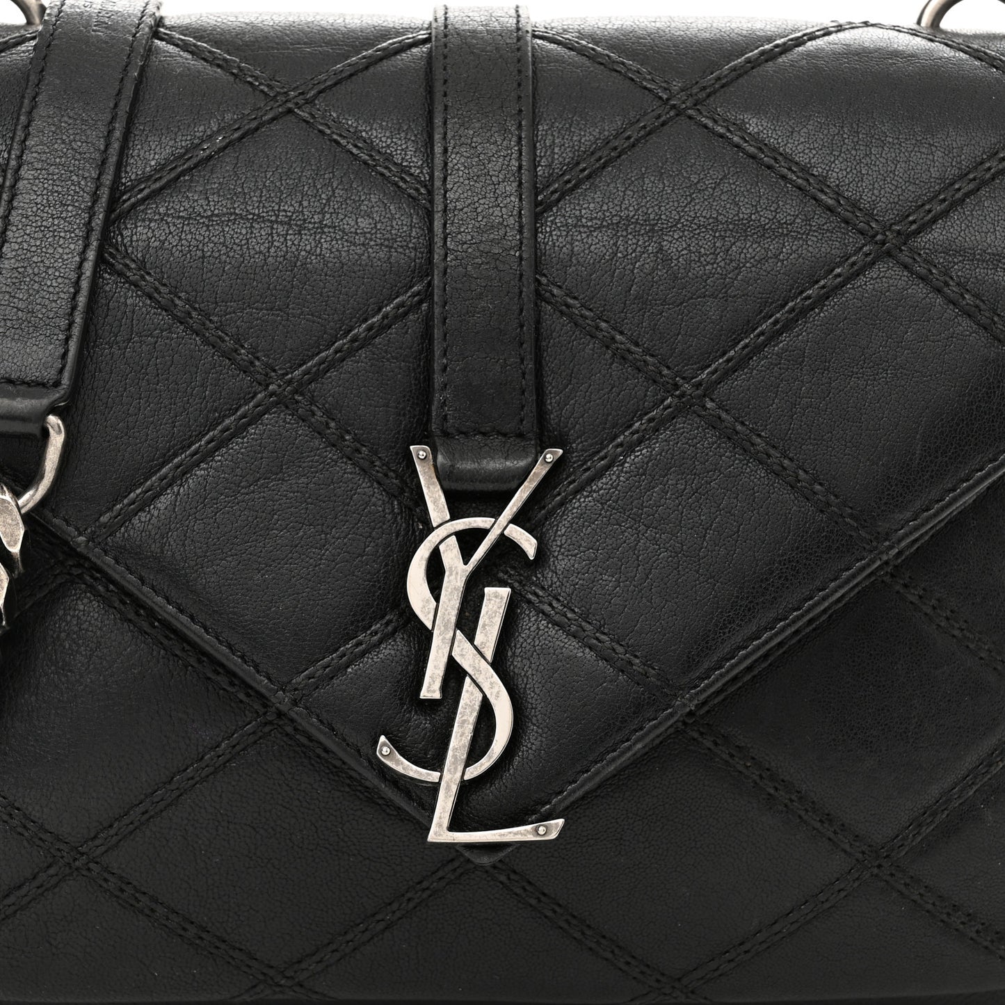 Calfskin Matelasse Diamond Quilted Monogram Medium College Bag Black