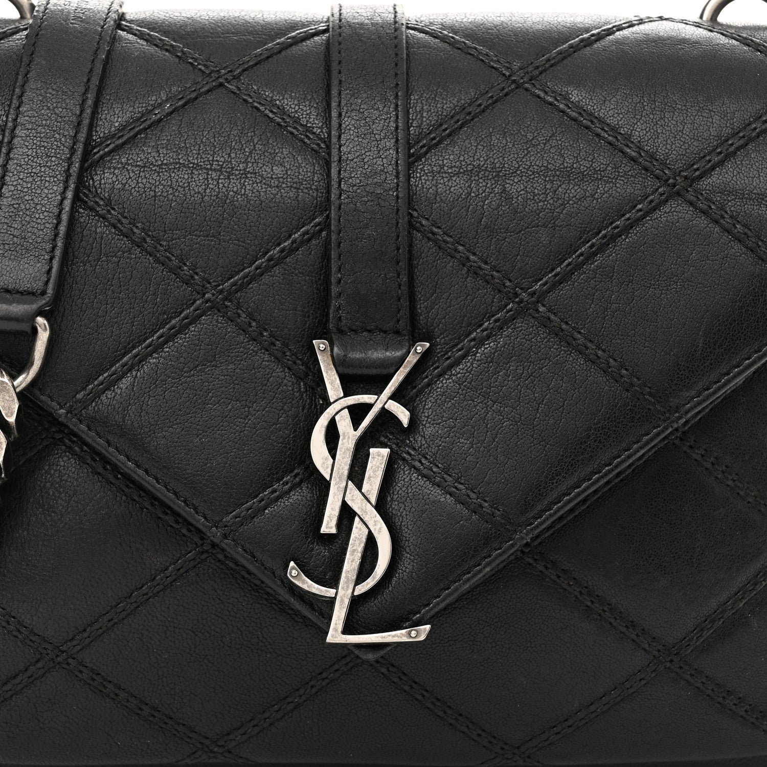 Saint Laurent Calfskin Matelasse Diamond Quilted Monogram Medium College Bag Black 10 of 19