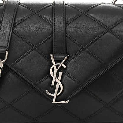 Saint Laurent Calfskin Matelasse Diamond Quilted Monogram Medium College Bag Black 10 of 19