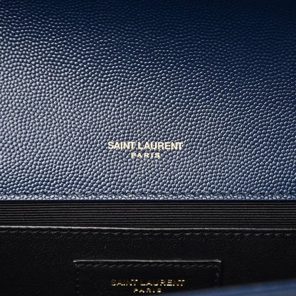 Saint Laurent Grain De Poudre Medium Classic Monogram Kate Satchel Denim Blue 9 of 9