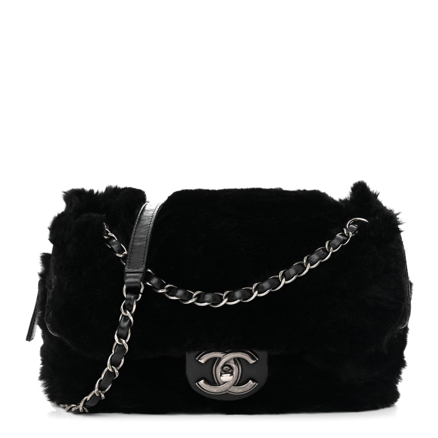 Rabbit Fur Medium Single Flap Black