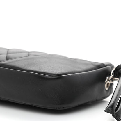 Chanel Calfskin Quilted Cambon Pochette Black White 10 of 11