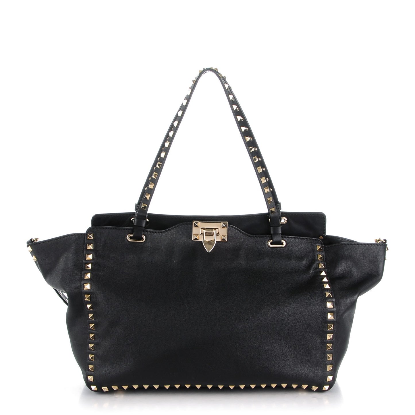 Vitello Medium Rockstud Tote Black