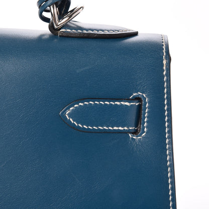 Hermes Tadelakt Kelly Sellier 32 Bleu Thalassa 32 of 33