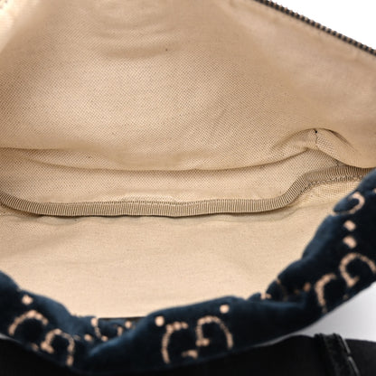 Gucci Velvet GG Monogram Web Belt Bag Blue Beige 5 of 10