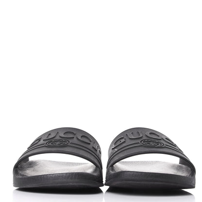 Gucci Rubber Womens Logo Slide Sandals 39 Black 2 of 10