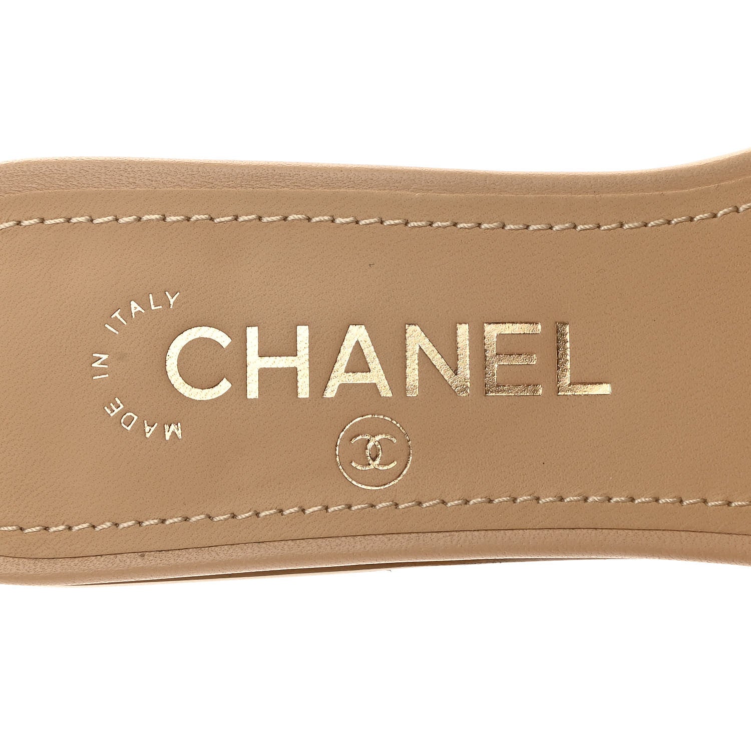 Chanel Lambskin Pearl CC Sandals 36.5 Beige 7 of 10