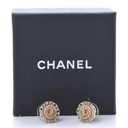 Chanel Resin Chain CC Round Earrings Gold Pink 5 of 5