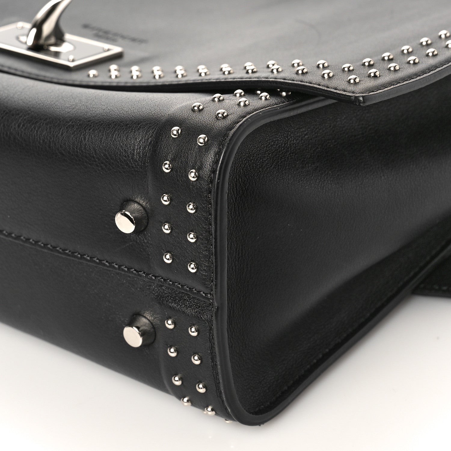 Givenchy Grained Calfskin Studded Small Shark Lock Satchel Black 8 of 8