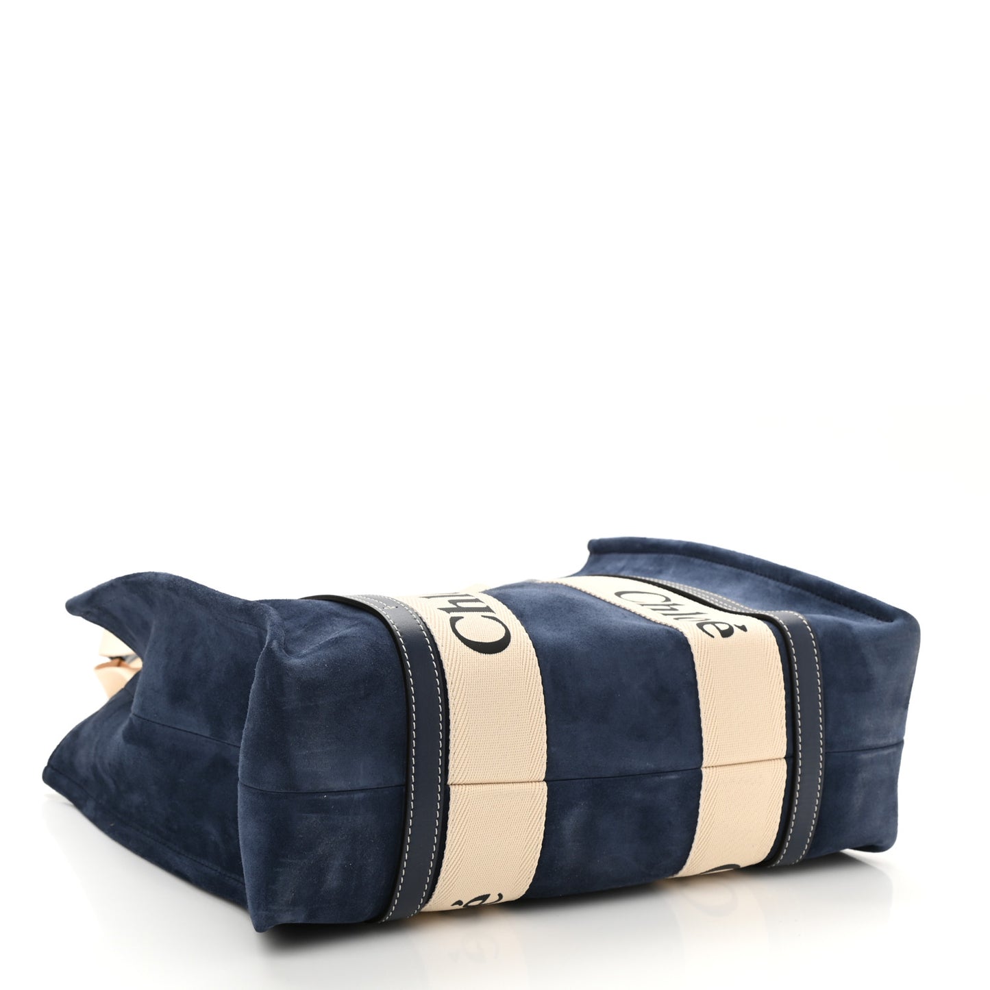 Suede Calfskin Medium Woody Ribbon Tote Navy