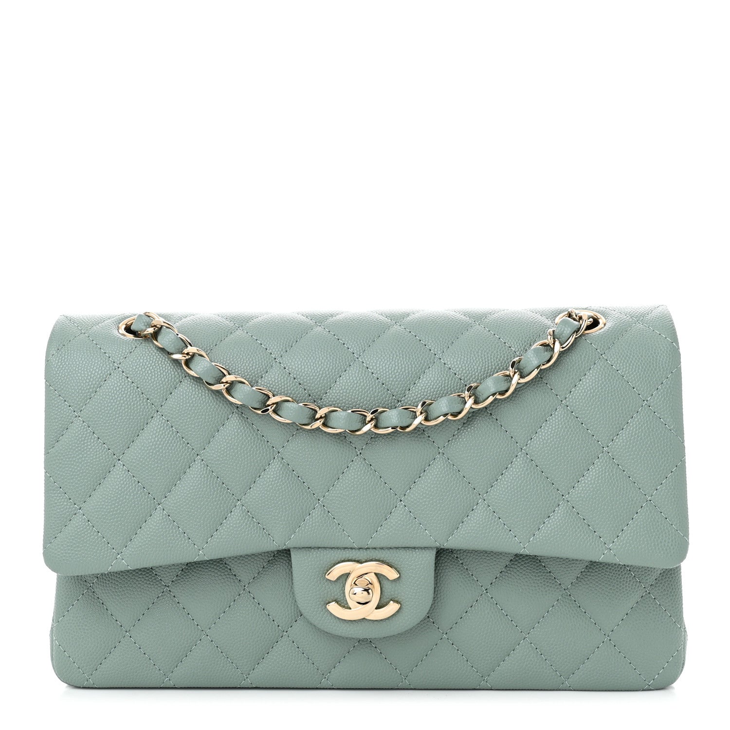 Chanel Caviar Quilted Medium Double Flap Light Blue 1 of 11