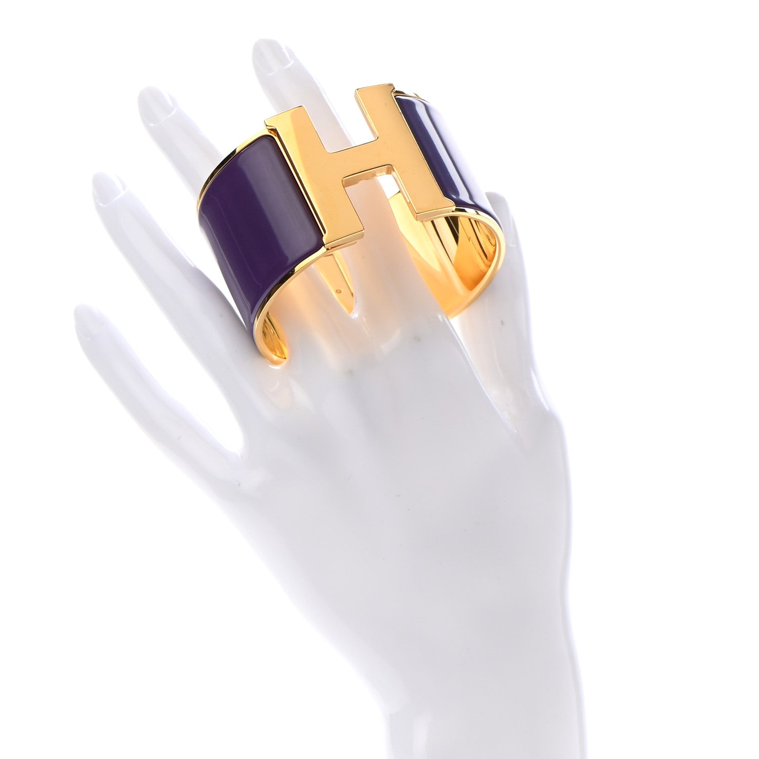 Hermes Enamel Extra Wide Clic Clac H Bracelet PM Pourpre 2 of 4