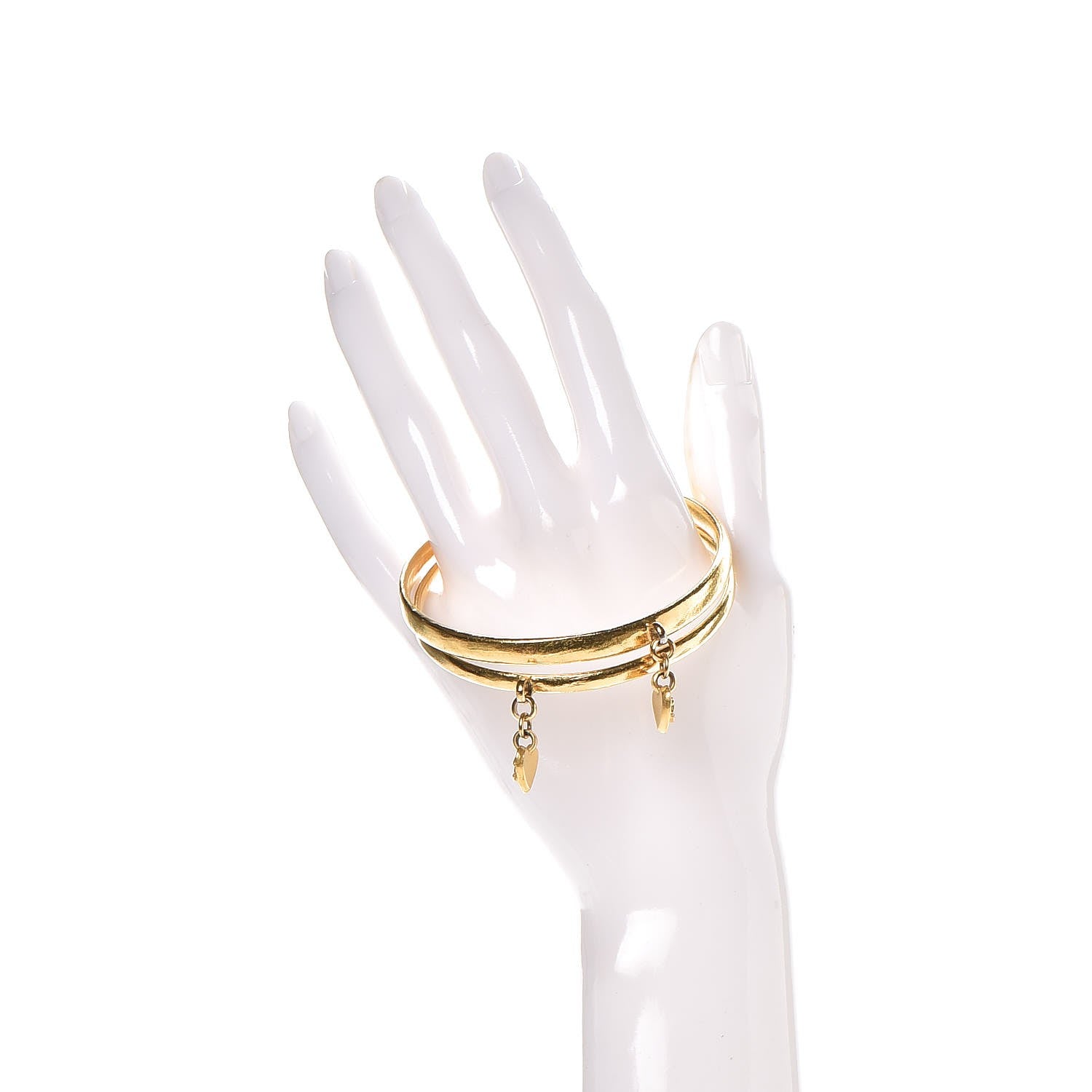 Chanel Metal Heart CC Bangle Bracelets Set of 2 Gold 2 of 4