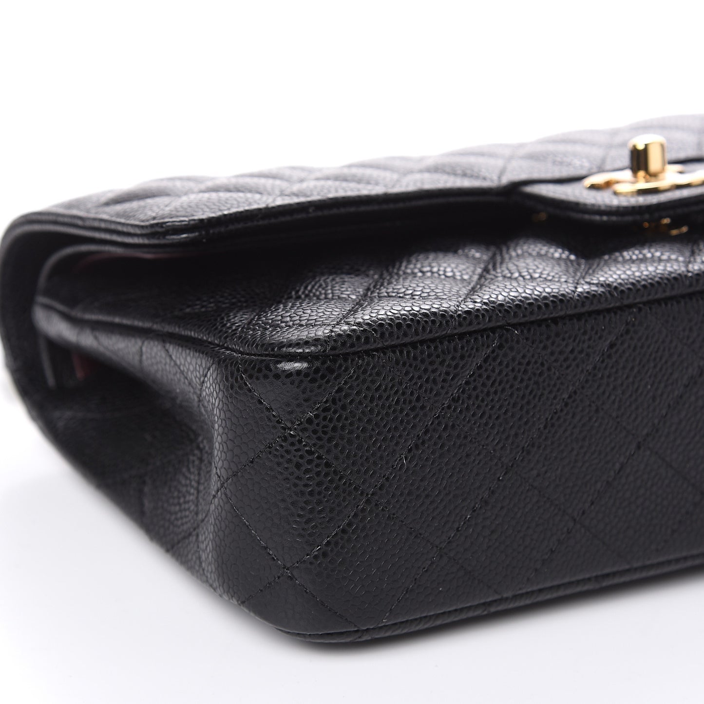 Caviar Quilted Medium Double Flap Black
