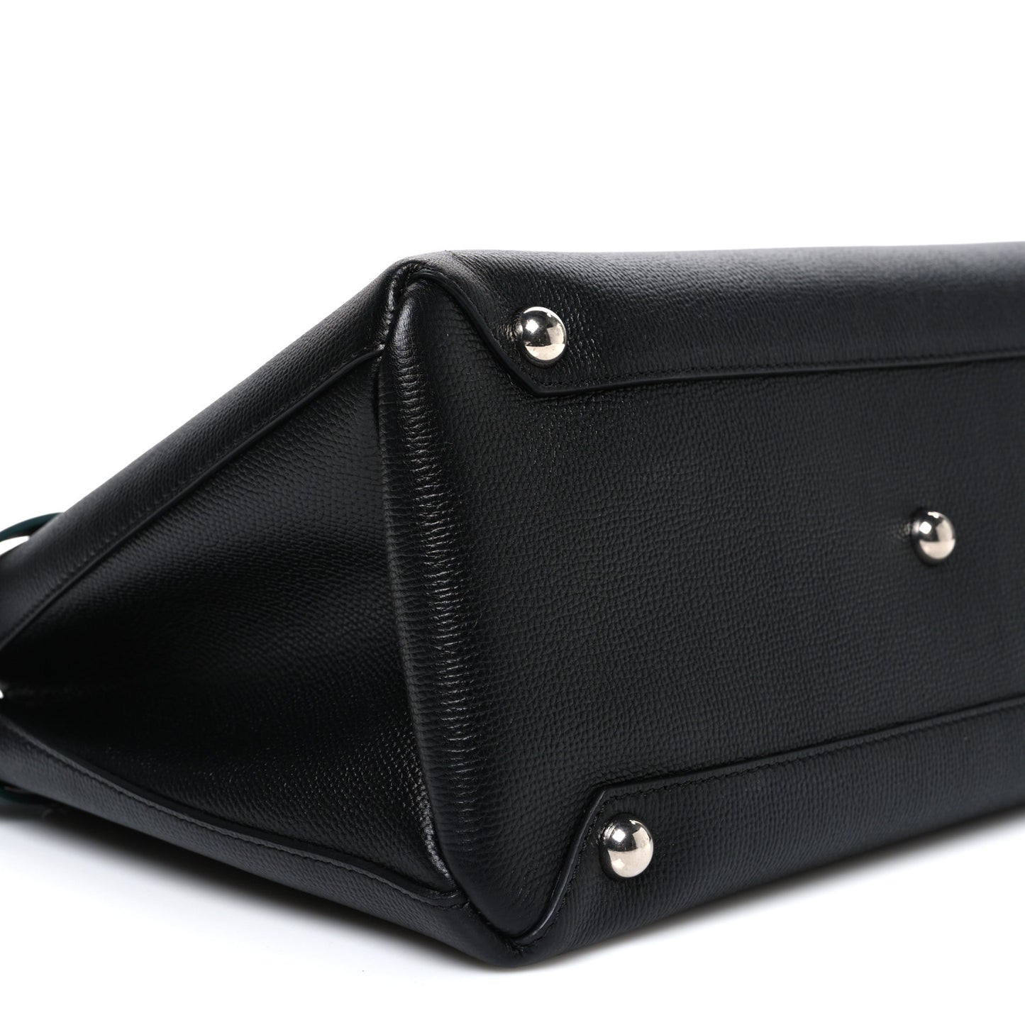 Derby Calfskin House Check Medium Banner Tote Black Sea Green