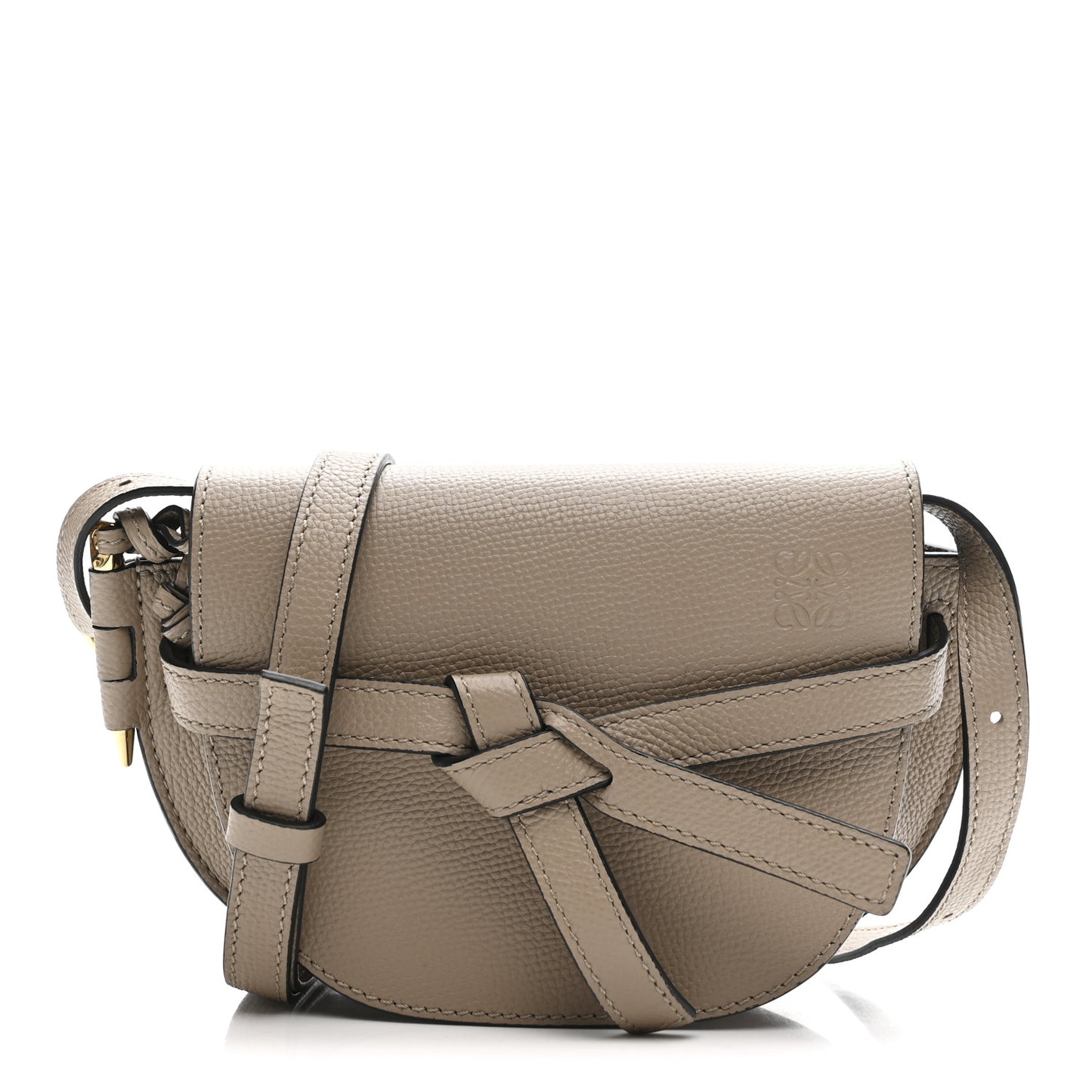 Pebble Grain Calfskin Mini Gate Dual Bag Light Oat