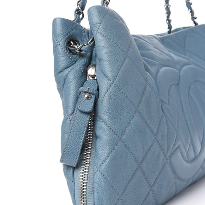 Chanel Caviar Quilted Expandable Zip Shoulder Bag Blue 12 of 12