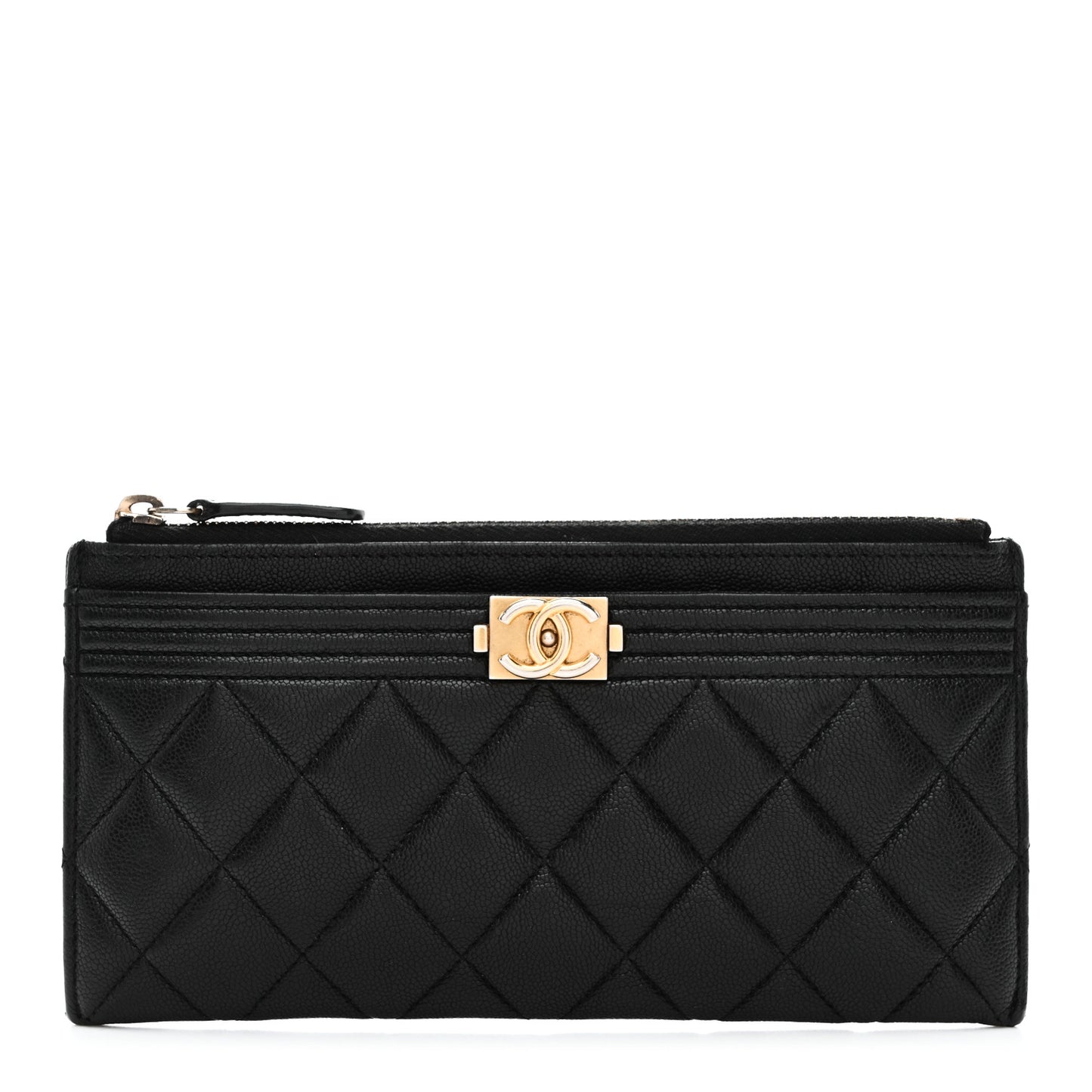Caviar Quilted Classic Zip Boy Pouch Black