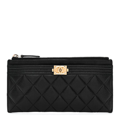 Chanel Caviar Quilted Classic Zip Boy Pouch Black 1 of 7