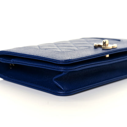 Chanel Caviar Quilted Vintage Mademoiselle Wallet On Chain WOC Blue 9 of 10