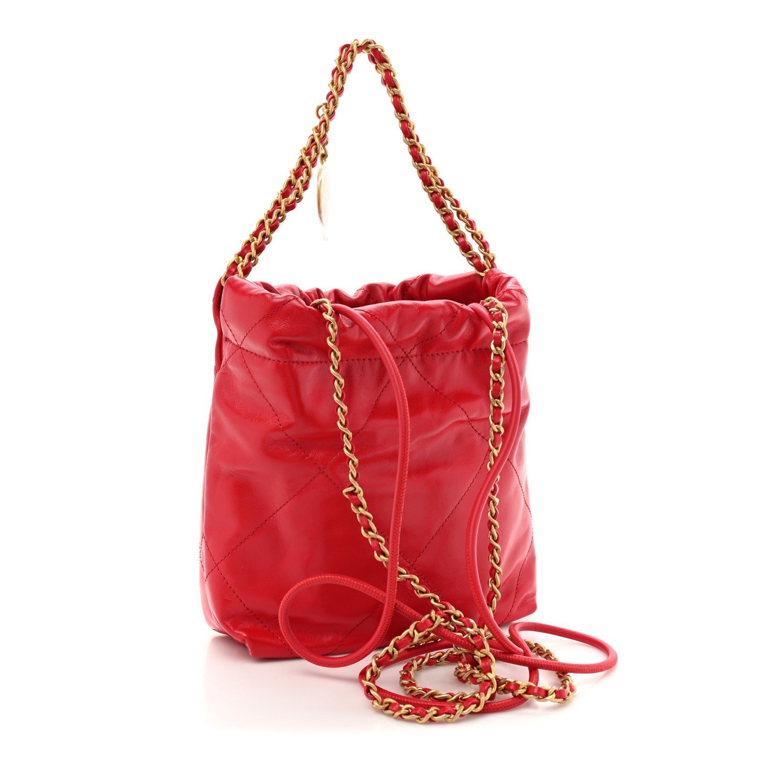 Chanel Shiny Calfskin Quilted Mini Chanel 22 Red 3 of 10