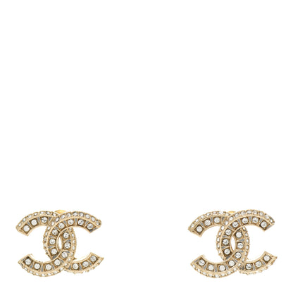 Chanel Crystal Timeless CC Earrings Light Gold 1 of 5