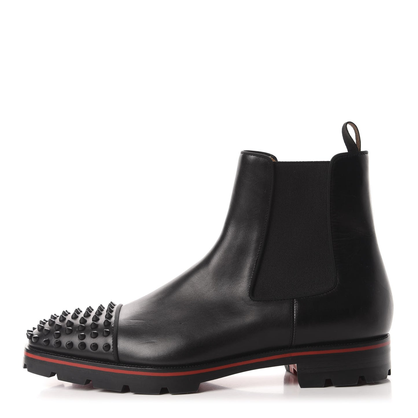 Calfskin Mens Melon Spikes Flat Chelsea Boots 46 Black